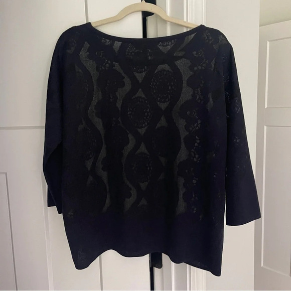 Ming Wang Navy Sweater Camisole Sheer Floral Print - Picture 4 of 4